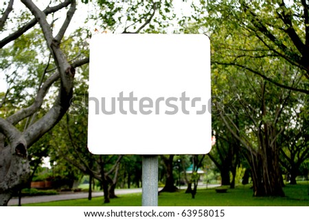 Banner white background square in the park.