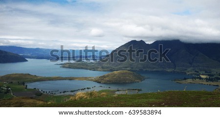 Landscape with lake and cloudy sky, New Zealand