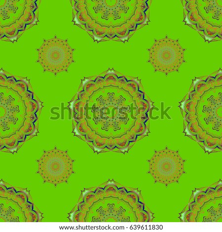 Vector seamless damask pattern, classic wallpaper, background. Ornamental patter in brown, pink and green colors.
