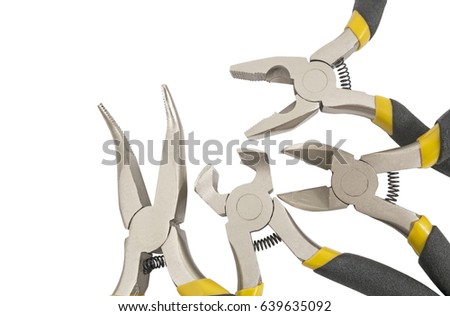  Assorted hand tools isolated on white background