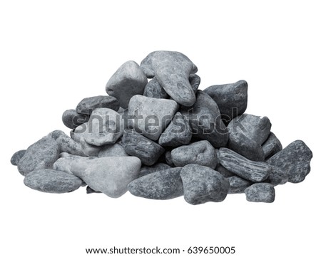 Grey stones on white background. High resolution photo.