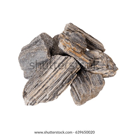Pile of granite stones on white background.  High resolution photo.