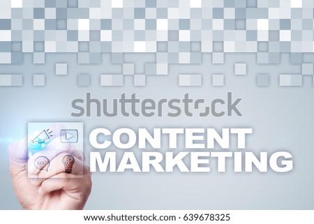 Content marketing concept on virtual screen. 