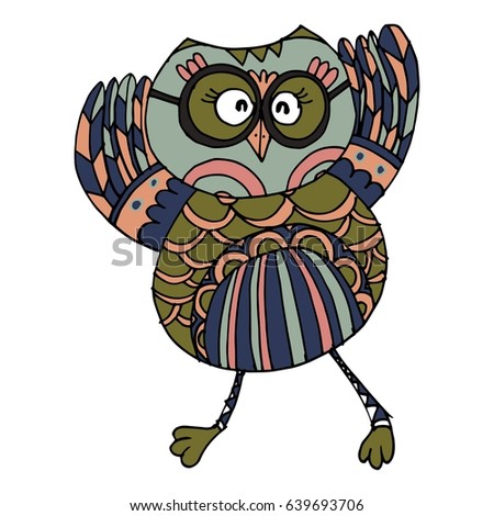 Cute Hand Drawn Owl Characters Vector.