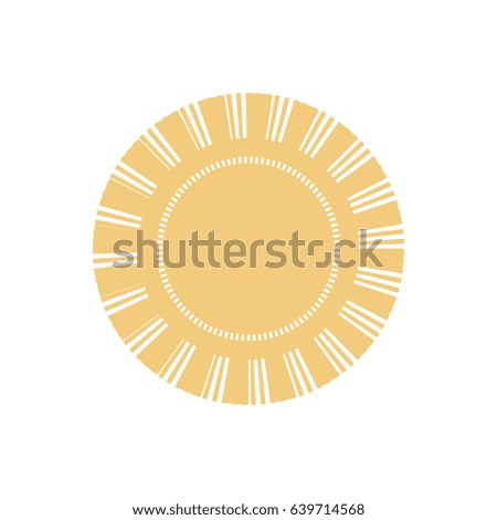 Yellow sun. Button for website, flat icon for mobile. Sign weather. White background.