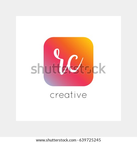 RC logo, vector. Useful as branding, app icon, alphabet combination, clip-art.
