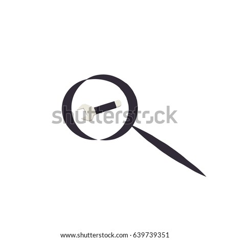 Vector wrench in magnify on white background. Wrench for repair hvac and heating. Eps10 vector illustration.