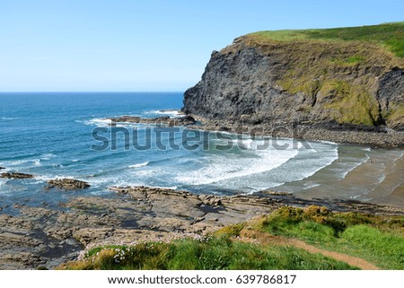 A summers day at Crackington Haven near Bude on the north coast of Cornwall