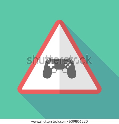 Illustration of a long shadow warning sign with  a game pad
