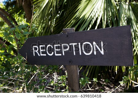 Reception sign of hotel