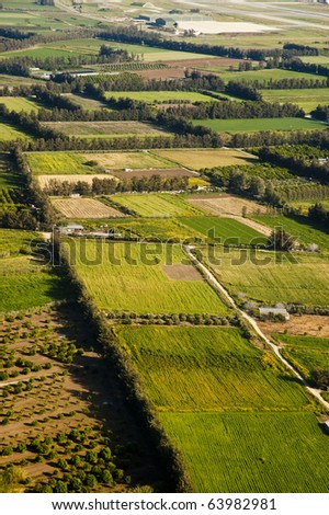 Aerial view of farm fields, Cyprus