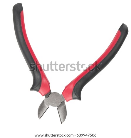 Tools for electricians. Nippers isolated on white background