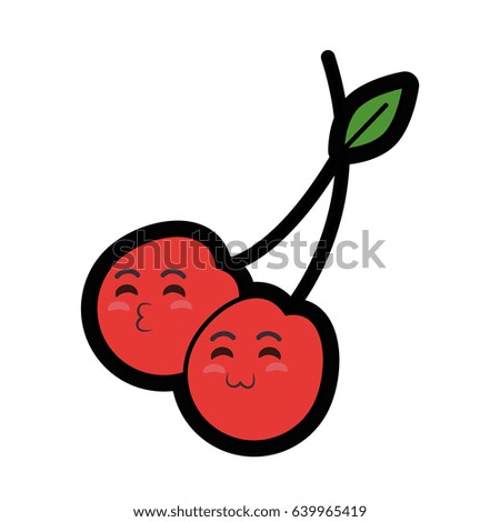 kawaii cherry fruit icon