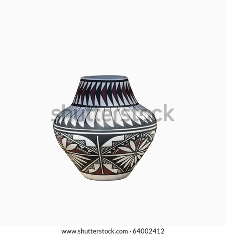 Traditional Native American Pottery isolated on a white background - path include