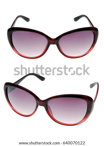 A set of sunglasses isolated on white background. vertical photo