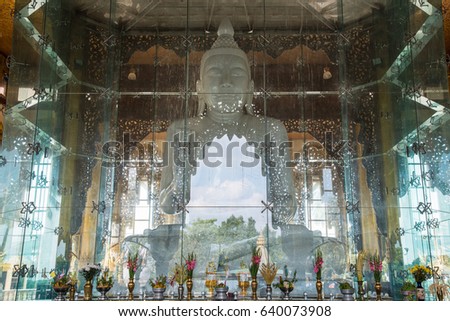 Kyauk Taw Gyi the largest marble sitting Buddha image in Yangon township of Myanmar.