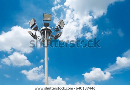 Lamp post On the sky background Energy Techno