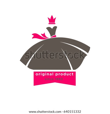 Original products designers boutique logotype with fluffy dress