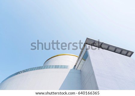 Concrete building with blue sky, modern architecture, concept new building, contemporary  building.