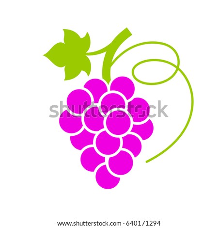 Ripe grape bunch vector icon illustration isolated on white background. Grapes eps clip art.