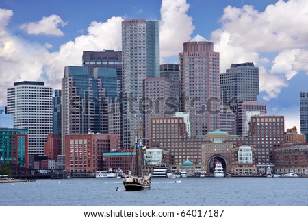 view of Boston from the sea