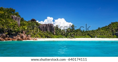 Felicite island, close to La Digue, Seychelles Royalty-Free Stock Photo #640174111