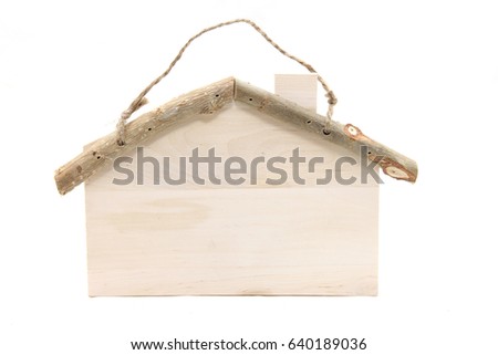 blank house shape wooden sign with rope