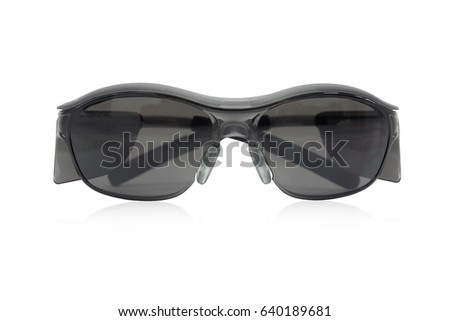 Plastic safety glass for industrial use with brown shade for protect eyes form sun light and ultra violet ray. Object isolate on white with clipping path.