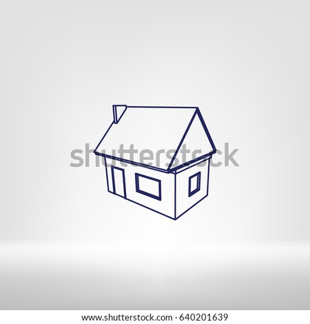 Flat paper cut style icon of house model vector illustration