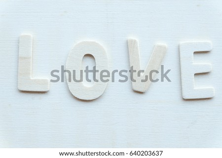 Words of love on wooden