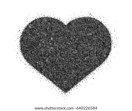 heart from beach sand of small shells, heart symbol 
