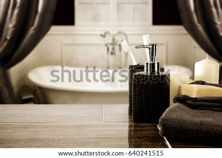 bathroom background of free space for your decoration and towels 