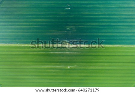 Aerial image of fields of various crops with center pivot irrigation system. Abstract image of green background with horizontal lines