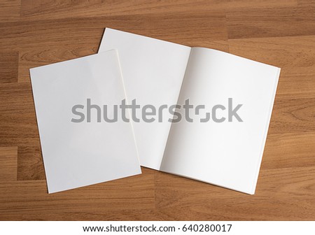 Blank catalog and book , magazines,book mock up on wood background