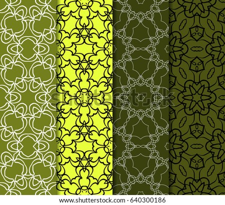 set of seamless geometric pattern. abstract floral ornament. vector illustration.