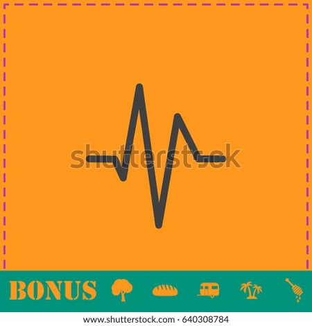 Heart beat cardiogram icon flat. Simple illustration symbol and bonus pictogram