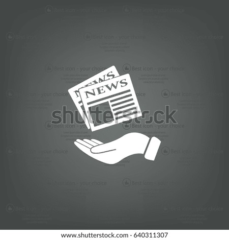 Hands holding newspaper. Vector flat icon of news.