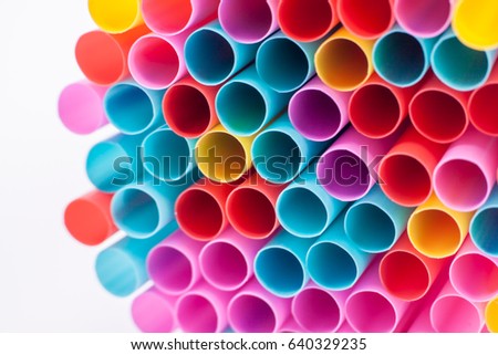 Colorful drinking straws isolated on white background


