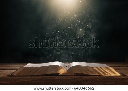 Open bible on desk. Royalty-Free Stock Photo #640346662