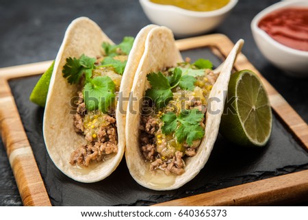 Mexican tacos with beef