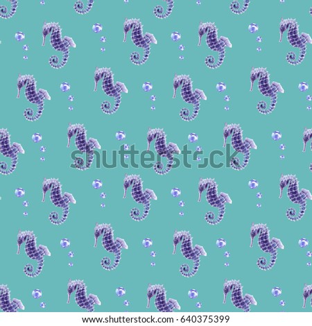 Watercolor seahorse pattern