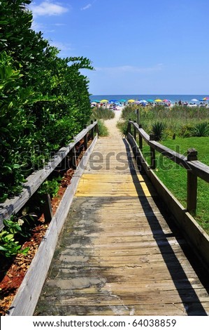 Wooden walkway / boardwalk to beach perfect for cover art
