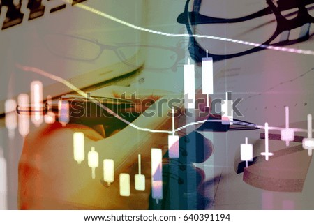 Colour business finance chart, diagram, bar, graphs. Financial graphs and charts for analyzing data.