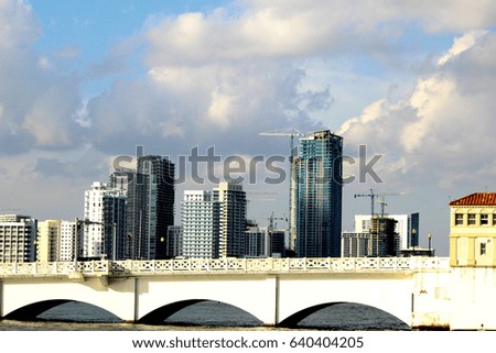 Miami skyline view with bridge
