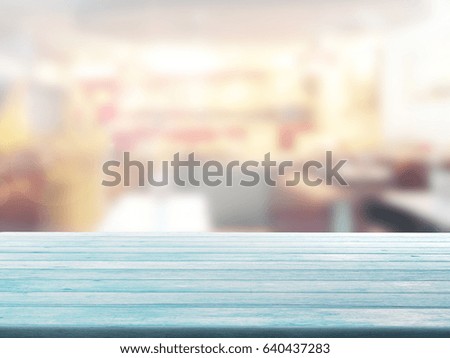 Close Up wood table with blur background