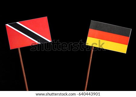 Trinidad and Tobago flag with German flag isolated on black background