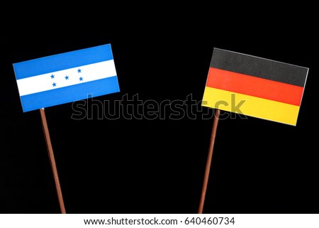 Honduras flag with German flag isolated on black background