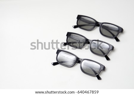 Blurry image of 3D glasses isolated