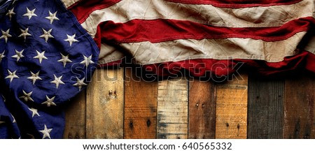 Vintage red, white, and blue American flag for Memorial day or Veteran's day background