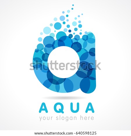 Aqua A water drop letter logo. Mineral natural water vector icon design. Logo of tourism, resort or hotel by the sea in letter "A" bubble